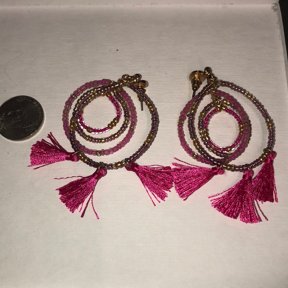 Beautiful pink tassel earrings